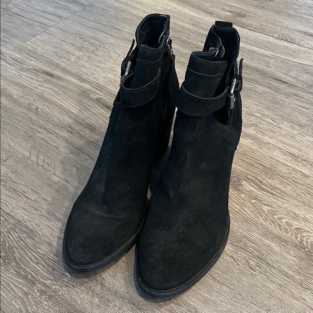 Sam Edelman Black Suede Maurine Cut-Out Ankle Boots